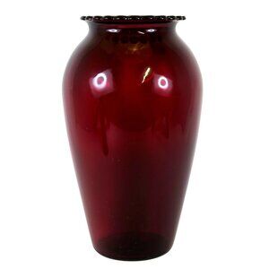 Anchor Hocking Royal Ruby 9" Flower Vase Vintage 1960s Red Glass Home Decor